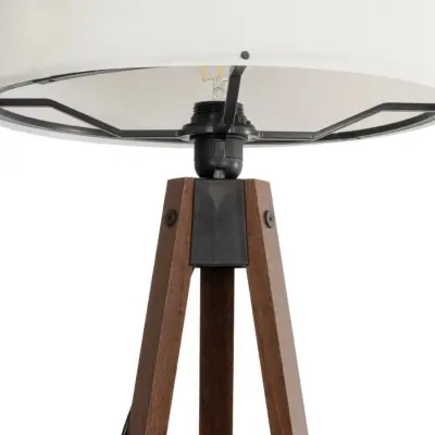 LEDTM® SAGA 204-0031 Μοντέρνο Eπιδαπέδιο Φωτιστικό Μονόφωτο 1 x E27 IP20 Καφέ Ξύλο με Μπεζ Ύφασμα - Μ38 x Π38 x Υ140cm - Image 6