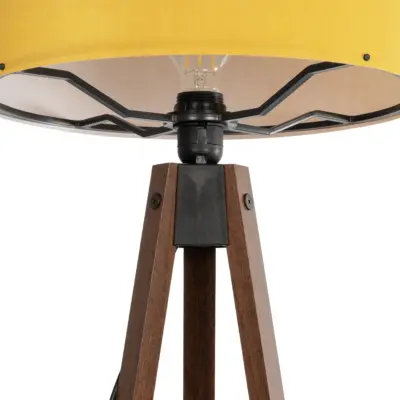 LEDTM® SAGA 204-0033 Μοντέρνο Eπιδαπέδιο Φωτιστικό Μονόφωτο 1 x E27 IP20 Καφέ Ξύλο με Κίτρινο Ύφασμα - Μ38 x Π38 x Υ140cm - Image 6