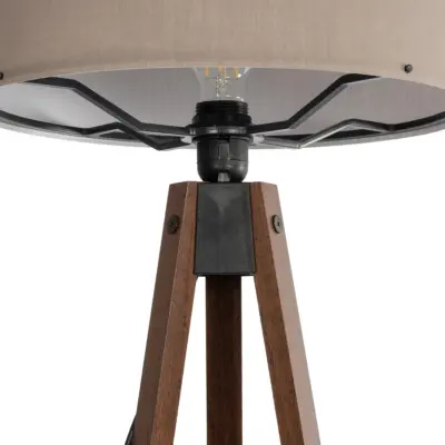 LEDTM® SAGA 204-0036 Μοντέρνο Eπιδαπέδιο Φωτιστικό Μονόφωτο 1 x E27 IP20 Καφέ Ξύλο με Γκρι Ύφασμα - Μ38 x Π38 x Υ140cm - Image 6