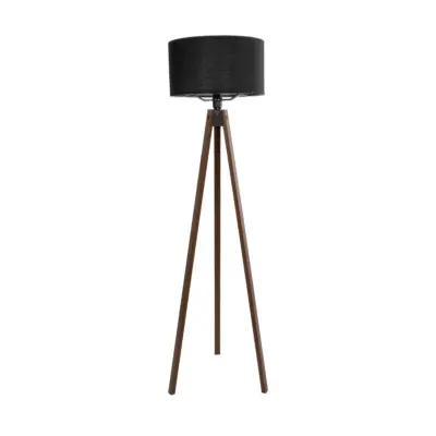 LEDTM® SAGA 204-0038 Μοντέρνο Eπιδαπέδιο Φωτιστικό Μονόφωτο 1 x E27 IP20 Καφέ Ξύλο με Μαύρο Ύφασμα - Μ38 x Π38 x Υ140cm - Image 3