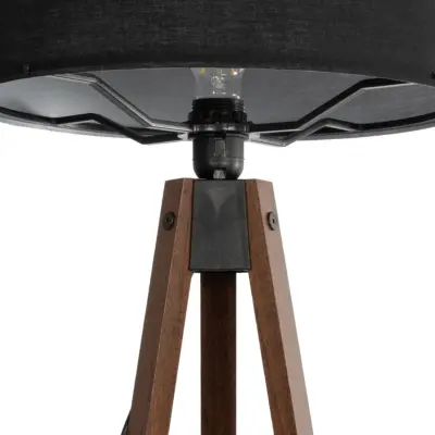 LEDTM® SAGA 204-0038 Μοντέρνο Eπιδαπέδιο Φωτιστικό Μονόφωτο 1 x E27 IP20 Καφέ Ξύλο με Μαύρο Ύφασμα - Μ38 x Π38 x Υ140cm - Image 6