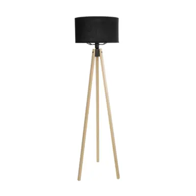 LEDTM® SAGA 204-0041 Μοντέρνο Eπιδαπέδιο Φωτιστικό Μονόφωτο 1 x E27 IP20 Μπεζ Ξύλο με Μαύρο Ύφασμα - Μ38 x Π38 x Υ140cm - Image 3