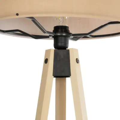 LEDTM® SAGA 204-0043 Μοντέρνο Eπιδαπέδιο Φωτιστικό Μονόφωτο 1 x E27 IP20 Μπεζ Ξύλο με Μπεζ Ύφασμα - Μ38 x Π38 x Υ140cm - Image 6