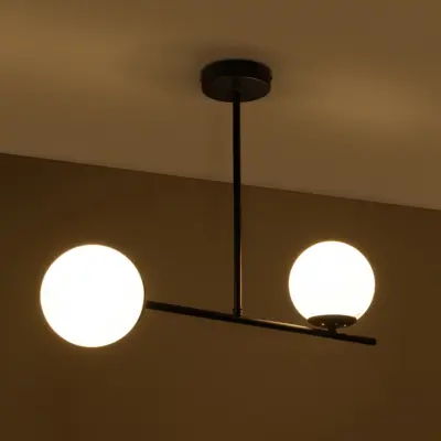 LEDTM® GLOBUS 201-0118 Μοντέρνο Φωτιστικό Οροφής με Ντουί 2 x E27 AC 220-240V IP20 - Μαύρο & Λευκό - Μ65 x Π15 x Υ23cm - Image 3