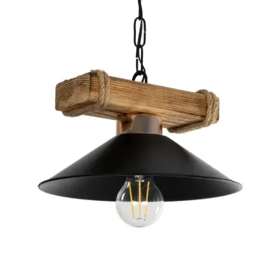 LEDTM® GLISTER PRO 201-0117 Vintage Κρεμαστό Φωτιστικό Οροφής με Ντουί 1 x E27 AC 220-240V IP20 - Μαύρο & Μπεζ - Μ25 x Π25 x Υ15cm