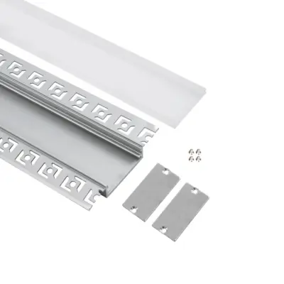 LEDTM® ALP-PLASTERIN GYPSO 70861-1M Χωνευτό Προφίλ Αλουμινίου Ειδικό για Γυψοσανίδα με Λευκό Γαλακτερό Πατητό Κάλυμμα για Ταινίες LED IP20 - Ασημί & Λευκό - Μ100 x Π7.8 x Υ1.4cm - Image 3