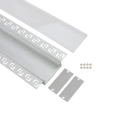LEDTM® ALP-PLASTERIN GYPSO 70862-1M Χωνευτό Προφίλ Αλουμινίου Ειδικό για Γυψοσανίδα με Λευκό Γαλακτερό Πατητό Κάλυμμα για Ταινίες LED IP20 - Ασημί & Λευκό - Μ100 x Π8.8 x Υ2cm - Image 3