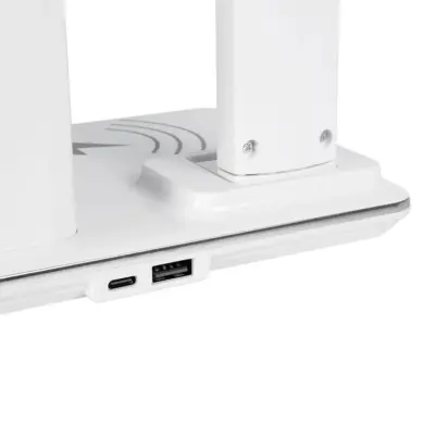 LEDTM® ZENTIME 76554 Μοντέρνο Επιτραπέζιο Φωτιστικό Γραφείου με Ασύρματη Φόρτιση 15W 3A & Ψηφιακό Ρολόι LED 3.5W 350lm 120° DC 5V με USB-C IP20 Ρυθμιζόμενο Λευκό CCT με Αφή 2700K/4500K/6000K Dimmable - Sanan SMD Chip - Λευκό- Μ19.5 x Π25 x Υ50cm - 2 Χρόνια Εγγύηση - Image 14