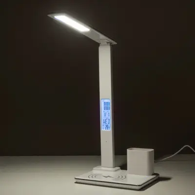 LEDTM® ZENTIME 76554 Μοντέρνο Επιτραπέζιο Φωτιστικό Γραφείου με Ασύρματη Φόρτιση 15W 3A & Ψηφιακό Ρολόι LED 3.5W 350lm 120° DC 5V με USB-C IP20 Ρυθμιζόμενο Λευκό CCT με Αφή 2700K/4500K/6000K Dimmable - Sanan SMD Chip - Λευκό- Μ19.5 x Π25 x Υ50cm - 2 Χρόνια Εγγύηση - Image 17