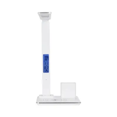LEDTM® ZENTIME 76554 Μοντέρνο Επιτραπέζιο Φωτιστικό Γραφείου με Ασύρματη Φόρτιση 15W 3A & Ψηφιακό Ρολόι LED 3.5W 350lm 120° DC 5V με USB-C IP20 Ρυθμιζόμενο Λευκό CCT με Αφή 2700K/4500K/6000K Dimmable - Sanan SMD Chip - Λευκό- Μ19.5 x Π25 x Υ50cm - 2 Χρόνια Εγγύηση - Image 3