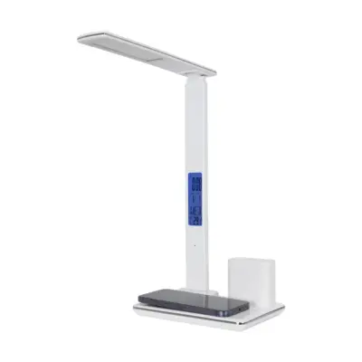 LEDTM® ZENTIME 76554 Μοντέρνο Επιτραπέζιο Φωτιστικό Γραφείου με Ασύρματη Φόρτιση 15W 3A & Ψηφιακό Ρολόι LED 3.5W 350lm 120° DC 5V με USB-C IP20 Ρυθμιζόμενο Λευκό CCT με Αφή 2700K/4500K/6000K Dimmable - Sanan SMD Chip - Λευκό- Μ19.5 x Π25 x Υ50cm - 2 Χρόνια Εγγύηση - Image 5