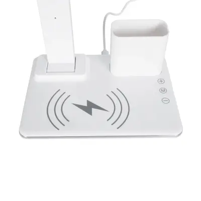 LEDTM® ZENTIME 76554 Μοντέρνο Επιτραπέζιο Φωτιστικό Γραφείου με Ασύρματη Φόρτιση 15W 3A & Ψηφιακό Ρολόι LED 3.5W 350lm 120° DC 5V με USB-C IP20 Ρυθμιζόμενο Λευκό CCT με Αφή 2700K/4500K/6000K Dimmable - Sanan SMD Chip - Λευκό- Μ19.5 x Π25 x Υ50cm - 2 Χρόνια Εγγύηση - Image 6