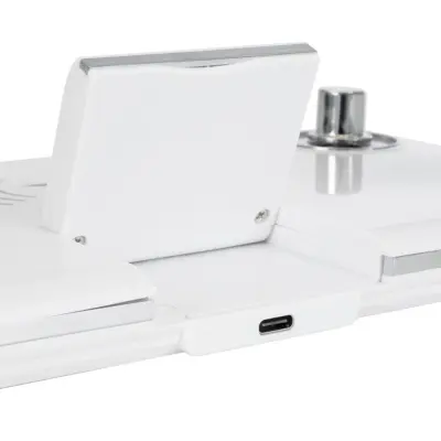 LEDTM® OLDY 76557 Μοντέρνο Επιτραπέζιο Φωτιστικό Γραφείου με Ασύρματη Φόρτιση 15W 3A, 5W Bluetooth Ηχείο & Ψηφιακό Ρολόι LED 3W 300lm 120° DC 5V με USB-C IP20 Ρυθμιζόμενο Λευκό CCT με Αφή 2700K/4500K/6000K Dimmable - Sanan SMD Chip - Λευκό - Μ13 x Π25 x Υ38cm - 2 Χρόνια Εγγύηση - Image 11