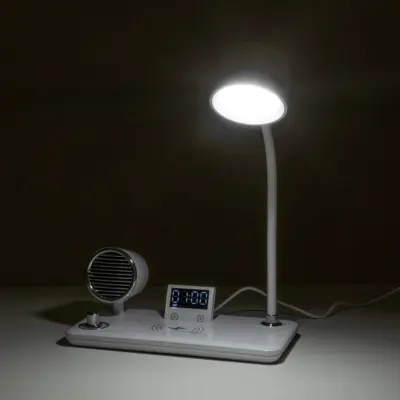 LEDTM® OLDY 76557 Μοντέρνο Επιτραπέζιο Φωτιστικό Γραφείου με Ασύρματη Φόρτιση 15W 3A, 5W Bluetooth Ηχείο & Ψηφιακό Ρολόι LED 3W 300lm 120° DC 5V με USB-C IP20 Ρυθμιζόμενο Λευκό CCT με Αφή 2700K/4500K/6000K Dimmable - Sanan SMD Chip - Λευκό - Μ13 x Π25 x Υ38cm - 2 Χρόνια Εγγύηση - Image 13