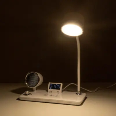 LEDTM® OLDY 76557 Μοντέρνο Επιτραπέζιο Φωτιστικό Γραφείου με Ασύρματη Φόρτιση 15W 3A, 5W Bluetooth Ηχείο & Ψηφιακό Ρολόι LED 3W 300lm 120° DC 5V με USB-C IP20 Ρυθμιζόμενο Λευκό CCT με Αφή 2700K/4500K/6000K Dimmable - Sanan SMD Chip - Λευκό - Μ13 x Π25 x Υ38cm - 2 Χρόνια Εγγύηση - Image 14