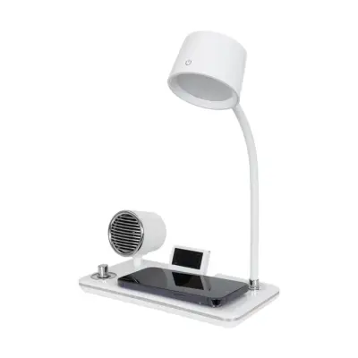 LEDTM® OLDY 76557 Μοντέρνο Επιτραπέζιο Φωτιστικό Γραφείου με Ασύρματη Φόρτιση 15W 3A, 5W Bluetooth Ηχείο & Ψηφιακό Ρολόι LED 3W 300lm 120° DC 5V με USB-C IP20 Ρυθμιζόμενο Λευκό CCT με Αφή 2700K/4500K/6000K Dimmable - Sanan SMD Chip - Λευκό - Μ13 x Π25 x Υ38cm - 2 Χρόνια Εγγύηση - Image 5