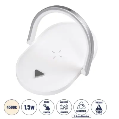 LEDTM® ECLIPSE 76559 Επιτραπέζιο Φωτιστικό Πορτατίφ LED 15W 1200lm 180° AC 220-240V IP20 Φυσικό Λευκό 4500K Dimmable Λευκό Πλαστικό - Μ17 x Π13 x Υ10cm - 2 Xρόνια Εγγύηση