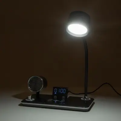 LEDTM® OLDY 76563 Μοντέρνο Επιτραπέζιο Φωτιστικό Γραφείου με Ασύρματη Φόρτιση 15W 3A, 5W Bluetooth Ηχείο & Ψηφιακό Ρολόι LED 3W 300lm 120° DC 5V με USB-C IP20 Ρυθμιζόμενο Λευκό CCT με Αφή 2700K/4500K/6000K Dimmable - Sanan SMD Chip - Μαύρο - Μ13 x Π25 x Υ38cm - 2 Χρόνια Εγγύηση - Image 13