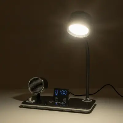 LEDTM® OLDY 76563 Μοντέρνο Επιτραπέζιο Φωτιστικό Γραφείου με Ασύρματη Φόρτιση 15W 3A, 5W Bluetooth Ηχείο & Ψηφιακό Ρολόι LED 3W 300lm 120° DC 5V με USB-C IP20 Ρυθμιζόμενο Λευκό CCT με Αφή 2700K/4500K/6000K Dimmable - Sanan SMD Chip - Μαύρο - Μ13 x Π25 x Υ38cm - 2 Χρόνια Εγγύηση - Image 14