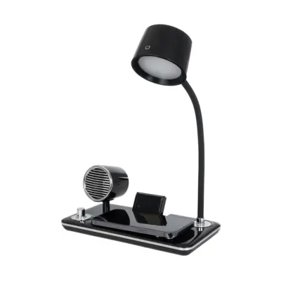 LEDTM® OLDY 76563 Μοντέρνο Επιτραπέζιο Φωτιστικό Γραφείου με Ασύρματη Φόρτιση 15W 3A, 5W Bluetooth Ηχείο & Ψηφιακό Ρολόι LED 3W 300lm 120° DC 5V με USB-C IP20 Ρυθμιζόμενο Λευκό CCT με Αφή 2700K/4500K/6000K Dimmable - Sanan SMD Chip - Μαύρο - Μ13 x Π25 x Υ38cm - 2 Χρόνια Εγγύηση - Image 5
