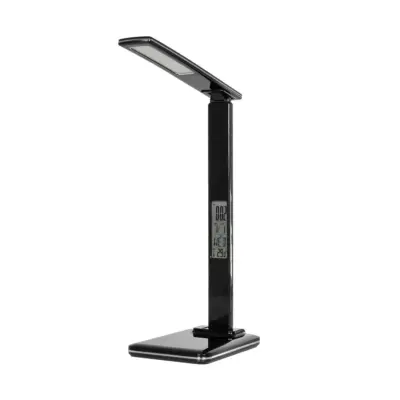 LEDTM® ZENTIME 76564 Μοντέρνο Επιτραπέζιο Φωτιστικό Γραφείου με Ασύρματη Φόρτιση 10W 2A & Ψηφιακό Ρολόι LED 3.5W 350lm 120° DC 5V με USB-C IP20 Ρυθμιζόμενο Λευκό CCT με Αφή 2700K/4500K/6000K Dimmable - Sanan SMD Chip - Μαύρο - Μ13 x Π25 x Υ50cm - 2 Χρόνια Εγγύηση