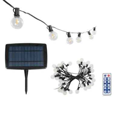 LEDTM® TWILIGHT 79668 Μοντέρνο Φωτιστικό Κήπου Γιρλάντα 10.5m με 30 Λάμπες & IR Ασύρματο Χειριστήριο LED 18W 1620lm 360° DC 3.7V με Ενσωματωμένο Φωτοβολταϊκό Panel 5.5V 3W & Επαναφορτιζόμενη Μπαταρία Li-ion 3.7V 2x18650 4400mAh Αδιάβροχο IP65 Θερμό Λευκό 2700Κ Dimmable - Sanan SMD Chip - Μαύρο & Διάφανο - Μ1050 x Π4 x Υ7cm - 2 Χρόνια Εγγύηση