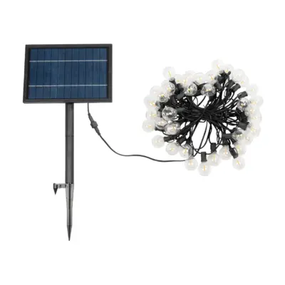 LEDTM® TWILIGHT 79669 Μοντέρνο Φωτιστικό Κήπου Γιρλάντα 14.5m με 50 Λάμπες LED 30W 2700lm 360° DC 3.7V με Ενσωματωμένο Φωτοβολταϊκό Panel 5.5V 5W & Επαναφορτιζόμενη Μπαταρία Li-ion 3.7V 3x18650 6600mAh Αδιάβροχο IP65 Θερμό Λευκό 2700Κ Dimmable - Sanan SMD Chip - Μαύρο & Διάφανο - Μ1450 x Π4 x Υ7cm - 2 Χρόνια Εγγύηση - Image 10