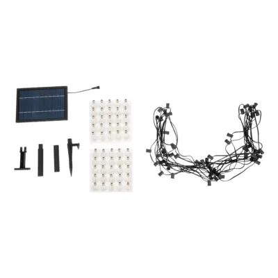 LEDTM® TWILIGHT 79669 Μοντέρνο Φωτιστικό Κήπου Γιρλάντα 14.5m με 50 Λάμπες LED 30W 2700lm 360° DC 3.7V με Ενσωματωμένο Φωτοβολταϊκό Panel 5.5V 5W & Επαναφορτιζόμενη Μπαταρία Li-ion 3.7V 3x18650 6600mAh Αδιάβροχο IP65 Θερμό Λευκό 2700Κ Dimmable - Sanan SMD Chip - Μαύρο & Διάφανο - Μ1450 x Π4 x Υ7cm - 2 Χρόνια Εγγύηση - Image 11