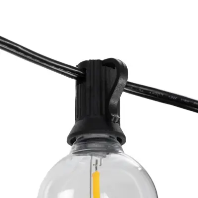 LEDTM® TWILIGHT 79669 Μοντέρνο Φωτιστικό Κήπου Γιρλάντα 14.5m με 50 Λάμπες LED 30W 2700lm 360° DC 3.7V με Ενσωματωμένο Φωτοβολταϊκό Panel 5.5V 5W & Επαναφορτιζόμενη Μπαταρία Li-ion 3.7V 3x18650 6600mAh Αδιάβροχο IP65 Θερμό Λευκό 2700Κ Dimmable - Sanan SMD Chip - Μαύρο & Διάφανο - Μ1450 x Π4 x Υ7cm - 2 Χρόνια Εγγύηση - Image 7