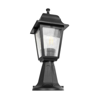 LEDTM® SOLME 203-0210 Vintage Επιδαπέδιο Φωτιστικό Φαναράκι Μονόφωτο 1 x E27 IP44 Μαύρο & Διάφανο Πλαστικό - Μ22 x Π22 x Υ40cm - Image 5