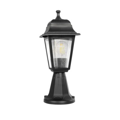 LEDTM® SOLME 203-0210 Vintage Επιδαπέδιο Φωτιστικό Φαναράκι Μονόφωτο 1 x E27 IP44 Μαύρο & Διάφανο Πλαστικό - Μ22 x Π22 x Υ40cm - Image 4
