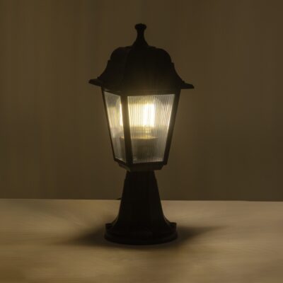 LEDTM® SOLME 203-0210 Vintage Επιδαπέδιο Φωτιστικό Φαναράκι Μονόφωτο 1 x E27 IP44 Μαύρο & Διάφανο Πλαστικό - Μ22 x Π22 x Υ40cm - Image 3
