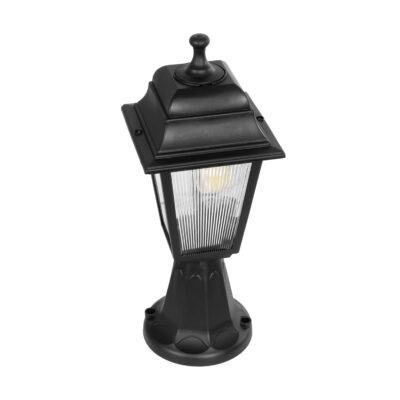 LEDTM® SOLME 203-0210 Vintage Επιδαπέδιο Φωτιστικό Φαναράκι Μονόφωτο 1 x E27 IP44 Μαύρο & Διάφανο Πλαστικό - Μ22 x Π22 x Υ40cm - Image 6