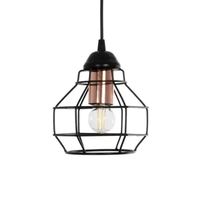 LEDTM® BUR 204-0180 Μοντέρνο Κρεμαστό Φωτιστικό Οροφής Μονόφωτο 1 x E27 AC 220-240V IP20 Μαύρο - Μ17 x Π17 x Υ23cm - Image 4