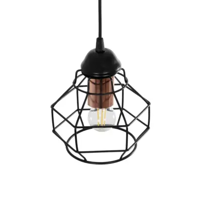 LEDTM® BUR 204-0180 Μοντέρνο Κρεμαστό Φωτιστικό Οροφής Μονόφωτο 1 x E27 AC 220-240V IP20 Μαύρο - Μ17 x Π17 x Υ23cm - Image 6