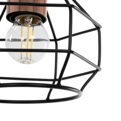 LEDTM® BUR 204-0180 Μοντέρνο Κρεμαστό Φωτιστικό Οροφής Μονόφωτο 1 x E27 AC 220-240V IP20 Μαύρο - Μ17 x Π17 x Υ23cm - Image 8