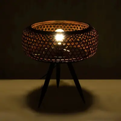 Alternative view of LEDTM® ZORION 999-0040 Vintage Επιτραπέζιο Φωτιστικό Πορτατίφ με Ντουί 1 x E27 AC 220-240V IP20 - Καφέ & Μαύρο - Μ40 x Π40 x Υ43.5cm