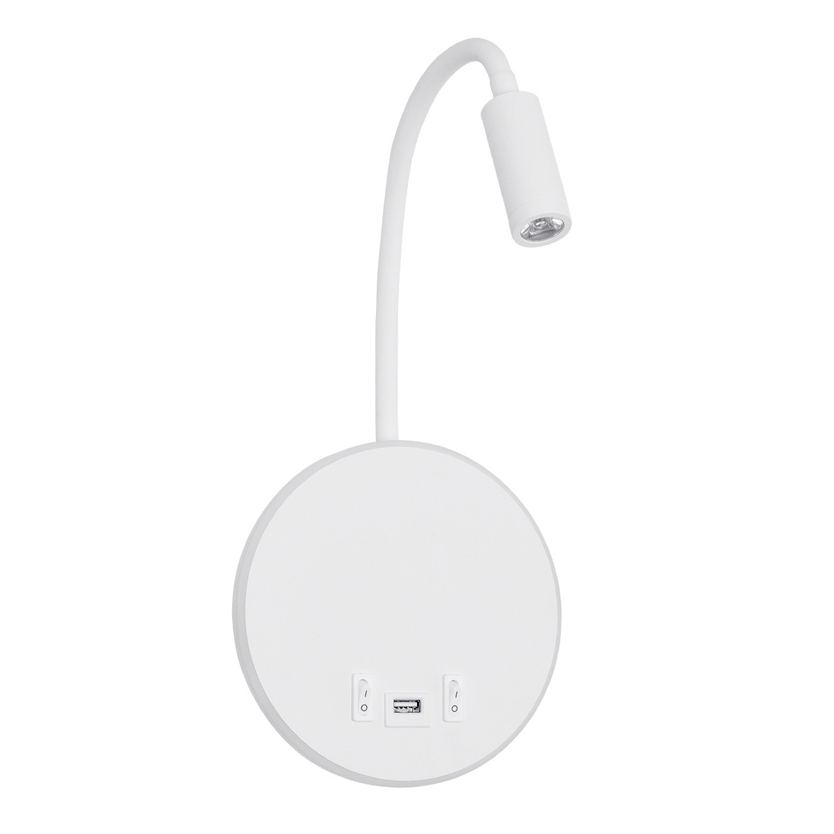 Alternative view of LEDTM® GOOSE 61693 Μοντέρνο Φωτιστικό Τοίχου - Απλίκα Ξενοδοχείου Reading Light με Φορτιστή USB 3A LED 6W 600lm 36° & 360° AC 220-240V IP20 Θερμό Λευκό 2700K - CREE XPE & Lumileds SMD Chip - Λευκό Ματ - Μ15.5 x Π15 x Υ30.5cm - 3 Χρόνια Εγγύηση