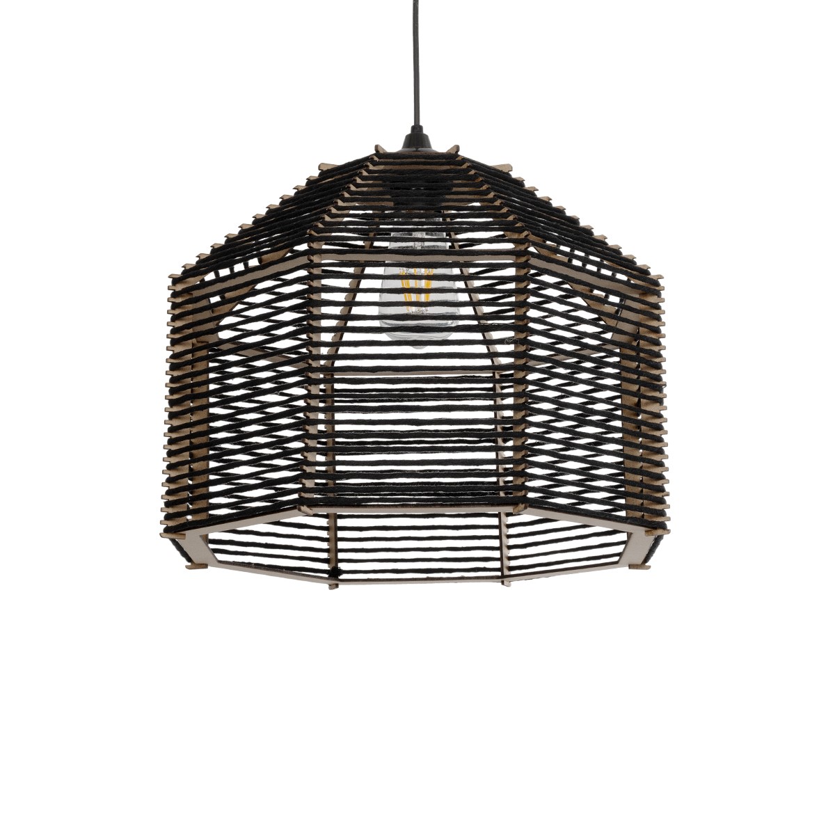 Alternative view of LEDTM® VORK 205-0027 Boho Κρεμαστό Φωτιστικό Οροφής με Ντουί 1 x E27 AC 220-240V IP20 - Μαύρο - M40 x Π40 x Υ36cm