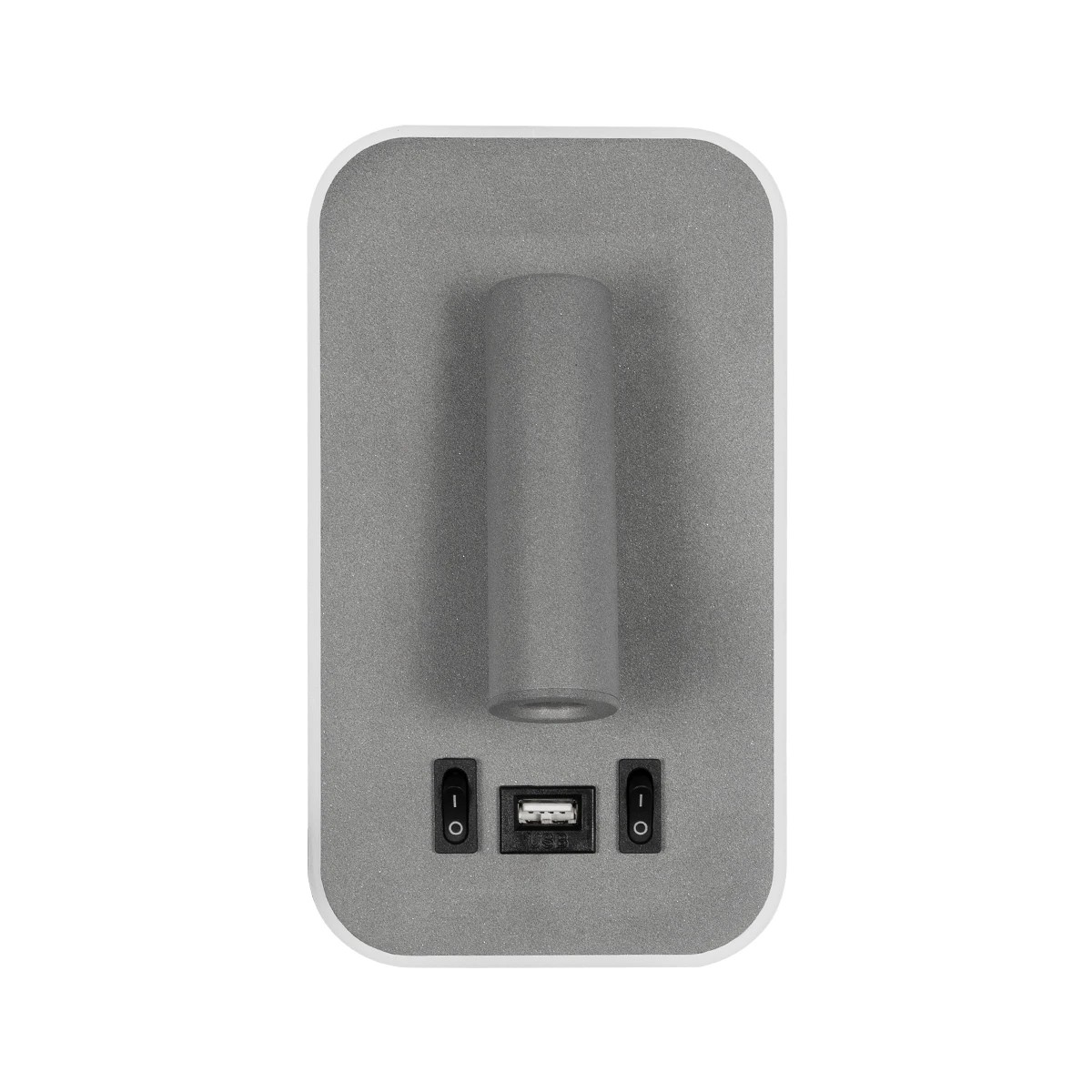 Alternative view of LEDTM® LADY-O 61365 Μοντέρνο Φωτιστικό Τοίχου - Απλίκα Ξενοδοχείου Reading Light με Φορτιστή USB 3A LED 10W 1000lm 36° & 360° AC 220-240V IP20 Φυσικό Λευκό 4500K - Bridgelux COB Chip & TÜV SÜD Driver - Γκρι Ματ - Μ10.5 x Π10 x Υ18.5cm - 3 Χρόνια Εγγύηση