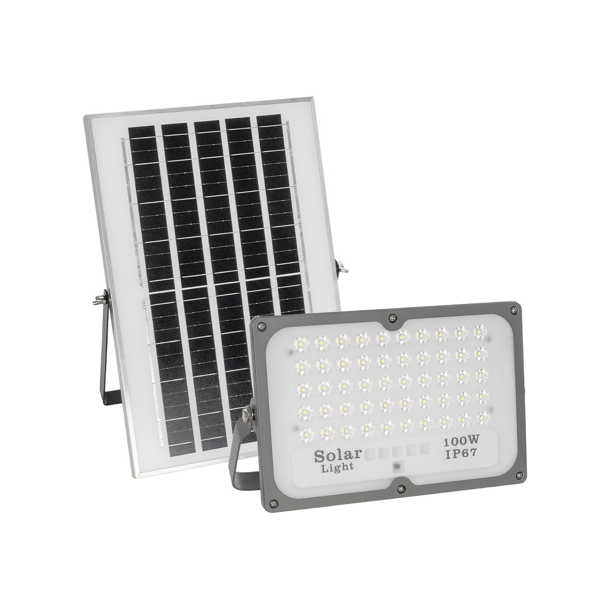 Alternative view of LEDTM® LUMOVOX 73067 Προβολέας LED 100W 5000lm 120° DC 5V με Φωτοβολταϊκό Panel 5V 8W & Επαναφορτιζόμενη Μπαταρία Li-ion 3.2V 5000mAh Αδιάβροχο IP67 Ψυχρό Λευκό 6000K - 120 x SMD2835 Sanan Chip - Γκρι Ανθρακί - Μ25 x Π5.5 x Υ17.5cm - 2 Χρόνια Εγγύηση