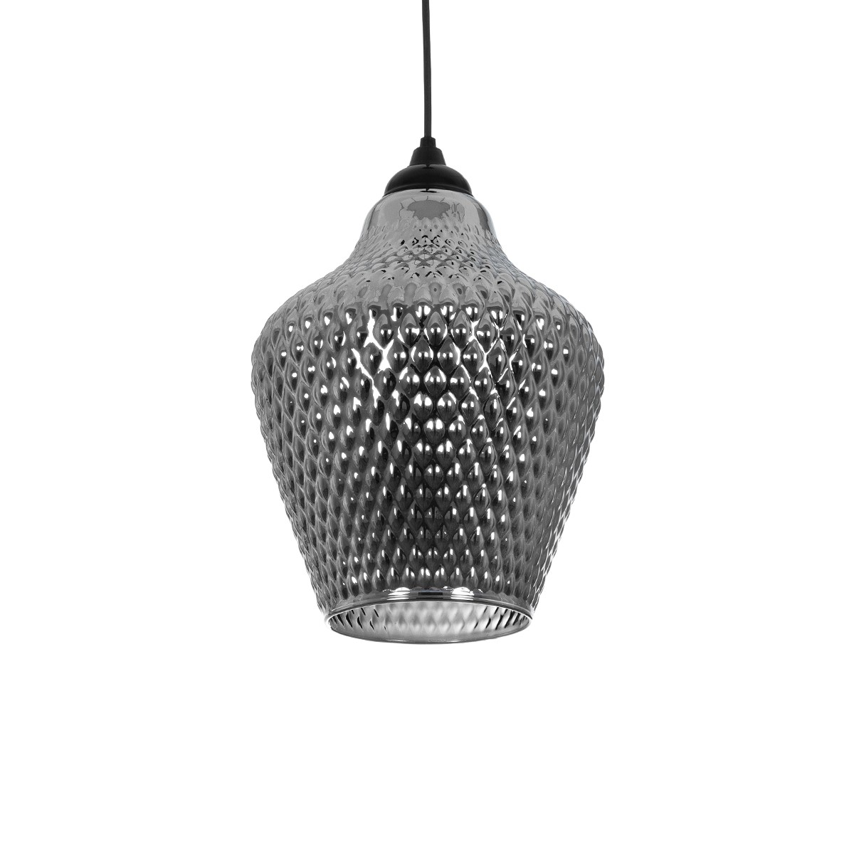 Alternative view of LEDTM® SKLO 206-0024 Μοντέρνο Κρεμαστό Φωτιστικό Οροφής με Ντουί 1 x E27 AC 220-240V IP20 - Μαύρο Φιμέ - Μ22 x Π22 x Υ31cm