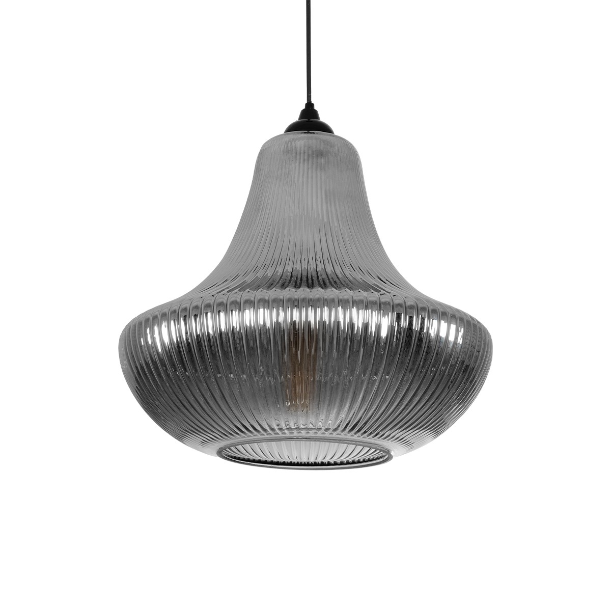 Alternative view of LEDTM® VERRE 206-0021 Μοντέρνο Κρεμαστό Φωτιστικό Οροφής με Ντουί 1 x E27 AC 220-240V IP20 - Μαύρο Φιμέ - Μ38 x Π38 x Υ34cm