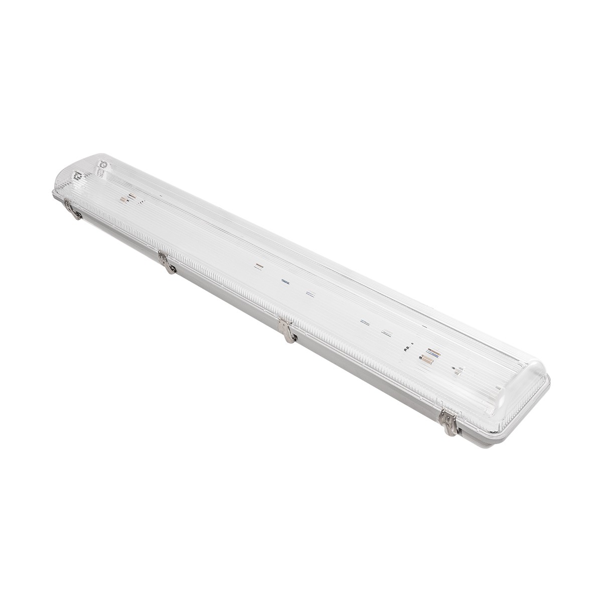 Alternative view of LEDTM® VIGAS 999-0250 Γραμμικό Βιομηχανικό Φωτιστικό Σκαφάκι Tri-Proof με Μεταλλικά Clips για 2 x Λάμπες T8 G13 90cm Τύπου Φθορίου LED Τροφοδοσίας Ενός Άκρου 120° AC 220-240V Αδιάβροχο IP65 - Γκρι με Διάφανο Κάλυμμα Πλαστικό PC - Μ100 x Π15 x Υ10cm