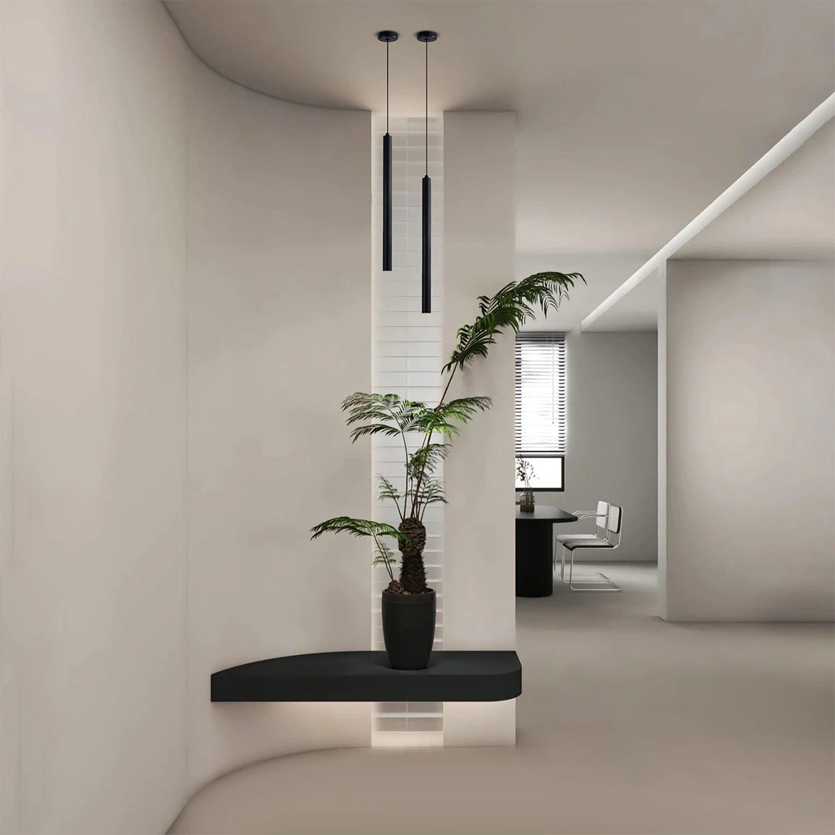Alternative view of kelvo® CANAL KLV-101-0073 Κρεμαστό Φωτιστικό Οροφής LED 7W 700lm 36° AC 220-240V IP20 Θερμό Λευκό 2700K - Bridgelux COB Chip & TÜV SÜD Driver - Μαύρο Ματ - Μ4 x Π4 x Υ80cm - 5 Χρόνια Εγγύηση