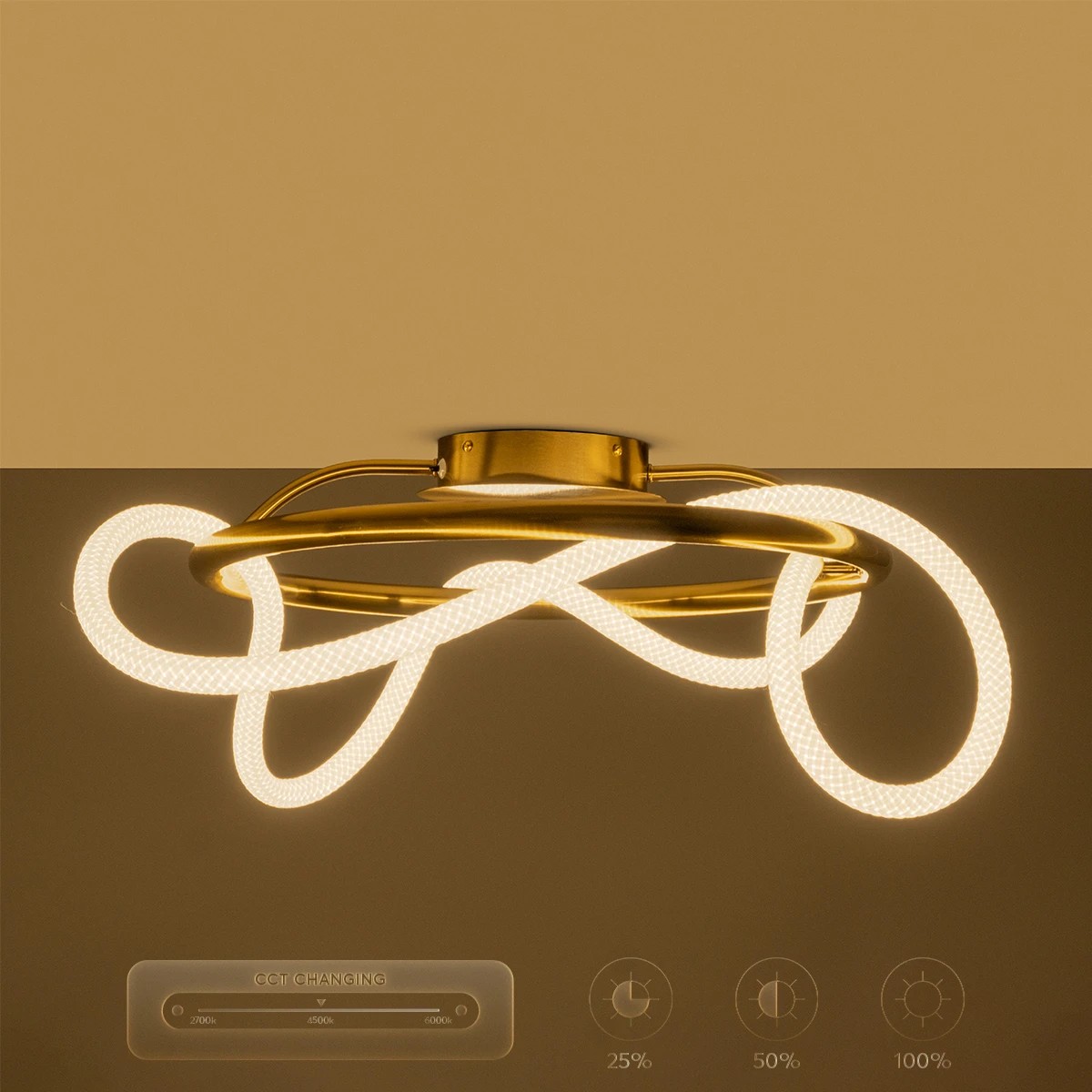 kelvo® GLOW KLV-101-0149 Φωτιστικό Οροφής LED 34W 3400lm 360° AC 220-240V IP20 Ρυθμιζόμενο Λευκό CCT με Χειριστήριο από 2700K έως 6000K Dimmable - Lumileds SMD Chip - Χρυσό Πλατίνα - Μ60 x Π60 x Υ30cm - 3 Χρόνια Εγγύηση - Image 12