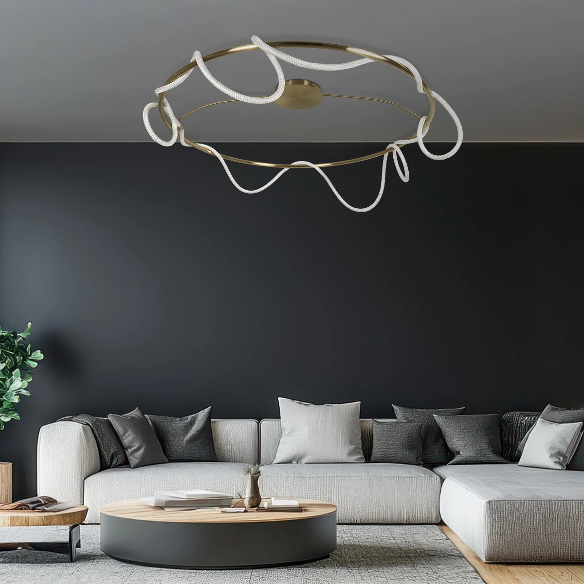 Alternative view of kelvo® GLOW KLV-101-0151 Φωτιστικό Οροφής LED 89W 8900lm 360° AC 220-240V IP20 Ρυθμιζόμενο Λευκό CCT με Χειριστήριο από 2700K έως 6000K Dimmable - Lumileds SMD Chip - Χρυσό Πλατίνα - Μ150 x Π150 x Υ30cm - 3 Χρόνια Εγγύηση