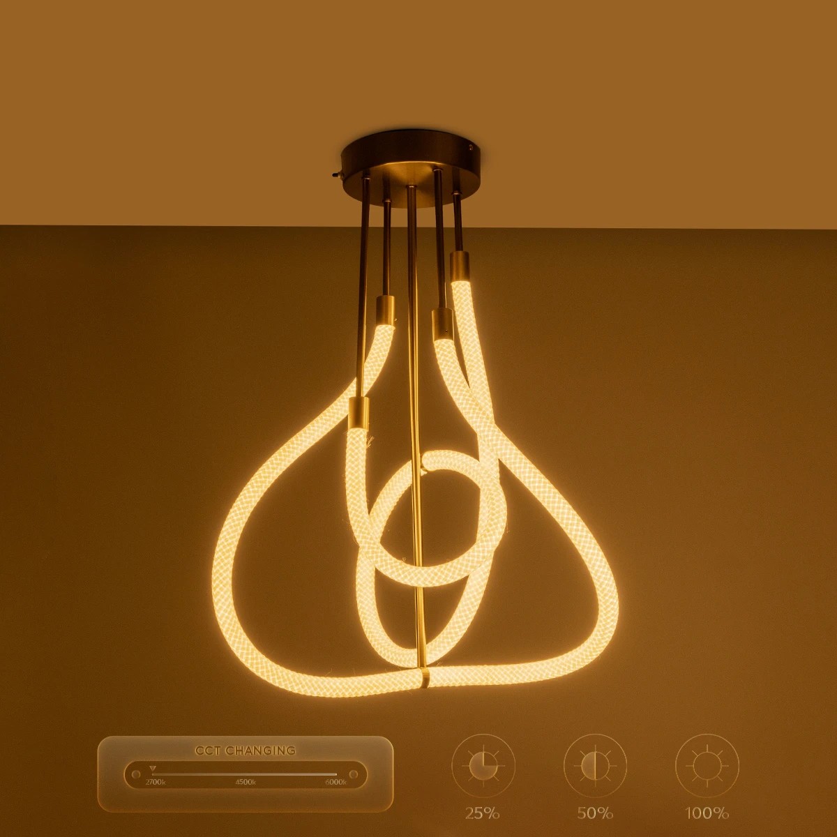 kelvo® GLOW KLV-101-0152 Φωτιστικό Οροφής LED 40W 4000lm 360° AC 220-240V IP20 Ρυθμιζόμενο Λευκό CCT με Χειριστήριο από 2700K έως 6000K Dimmable - Lumileds SMD Chip - Χρυσό Πλατίνα - Μ50 x Π50 x Υ70cm - 3 Χρόνια Εγγύηση - Image 13