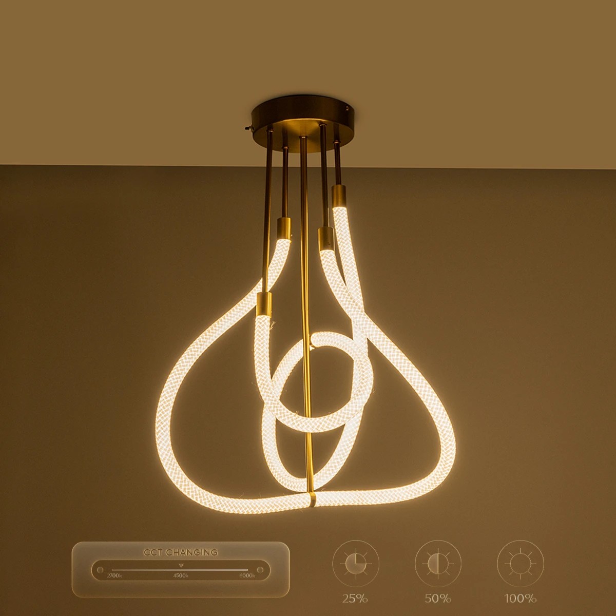 kelvo® GLOW KLV-101-0152 Φωτιστικό Οροφής LED 40W 4000lm 360° AC 220-240V IP20 Ρυθμιζόμενο Λευκό CCT με Χειριστήριο από 2700K έως 6000K Dimmable - Lumileds SMD Chip - Χρυσό Πλατίνα - Μ50 x Π50 x Υ70cm - 3 Χρόνια Εγγύηση - Image 14