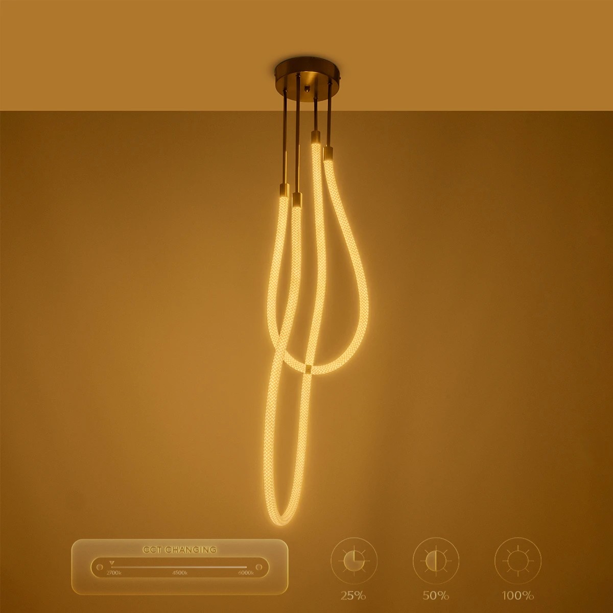 kelvo® GLOW KLV-101-0153 Φωτιστικό Οροφής LED 42W 4200lm 360° AC 220-240V IP20 Ρυθμιζόμενο Λευκό CCT με Χειριστήριο από 2700K έως 6000K Dimmable - Lumileds SMD Chip - Χρυσό Πλατίνα - Μ50 x Π50 x Υ70cm - 3 Χρόνια Εγγύηση - Image 15